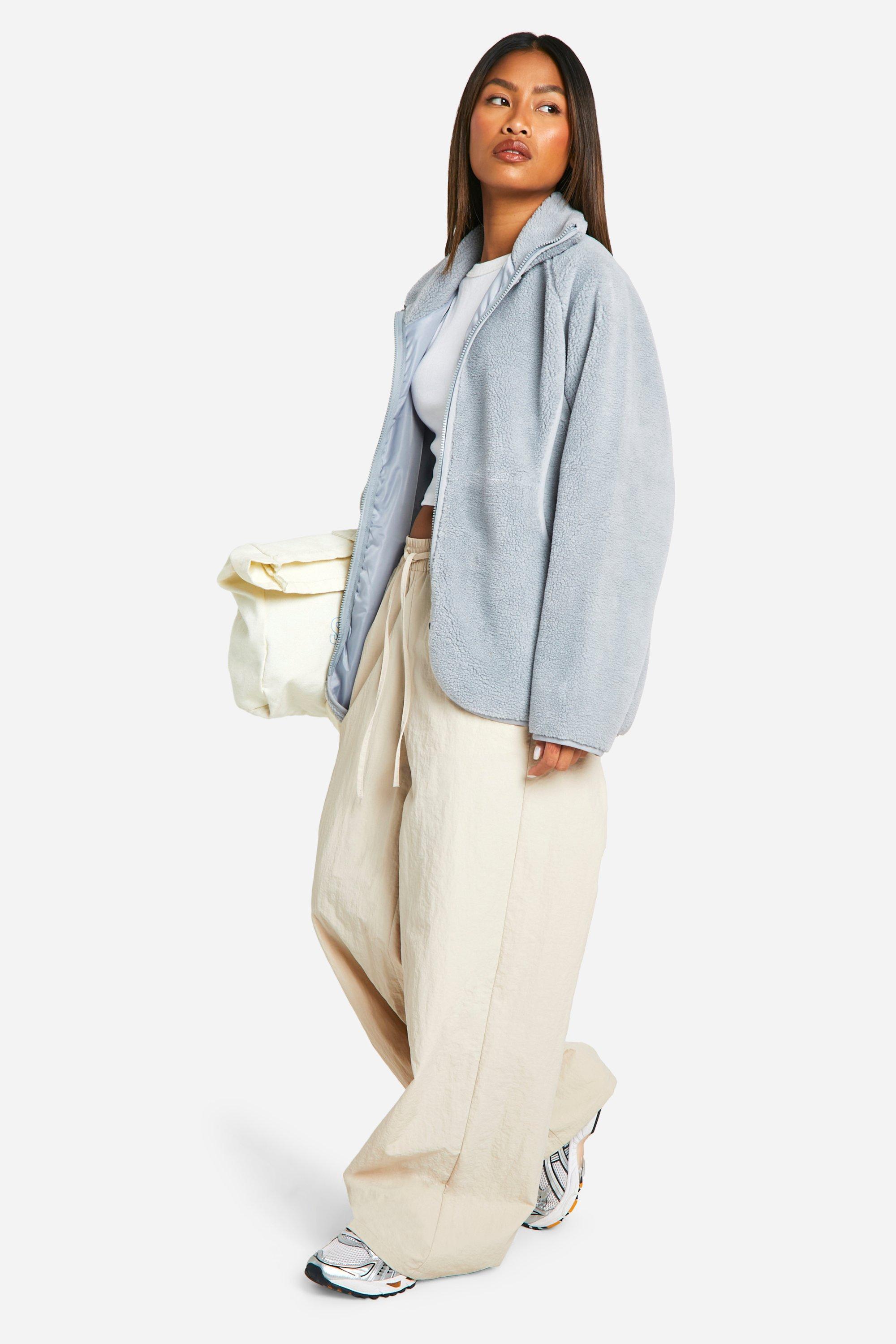 Oversized Teddy Zip Up Jacket boohoo